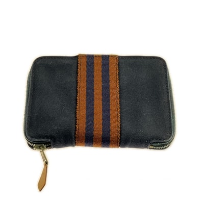 HERMES エルメス 2つ折り財布 フールトゥパース PM ネイビー×ブラウン