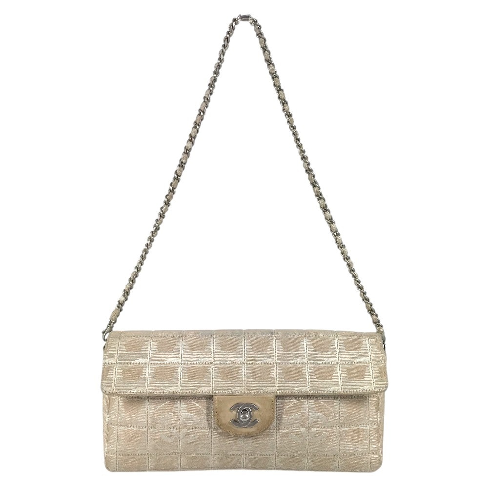 シャネル CHANEL チェーンバッグ CC ココマーク ロゴ ニュートラベルライン カバン バッグ 肩掛け フラップ  ヴィンテージシャネル Vintage Chanel ショルダーバッグ ナイロン ベージュ