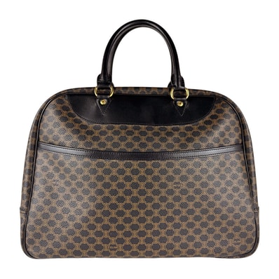 セリーヌ CELINE ハンドバッグ マカダム PVC/レザー ブラウン/ブラック レディース【中古】 z9041