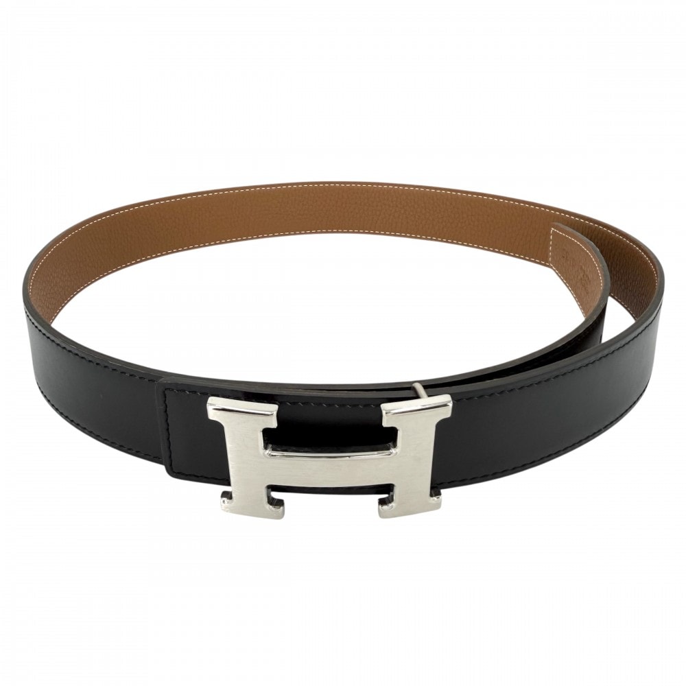 HERMES エルメス ベルト コンスタンス リバーシブル ファッションアイテム 85サイズ 小物 □L刻印 レザー ブラック 黒 ブラウン 茶 シルバー金具 レディース 美品 2008年【中古品】