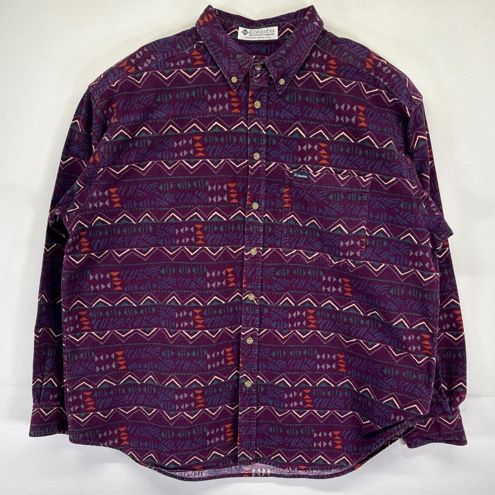 古着 90's/90年代 コロンビア Columbia 長袖シャツ ネルシャツ ボタンダウン ネイティブ柄 総柄 アウトドア マルチカラー メンズ