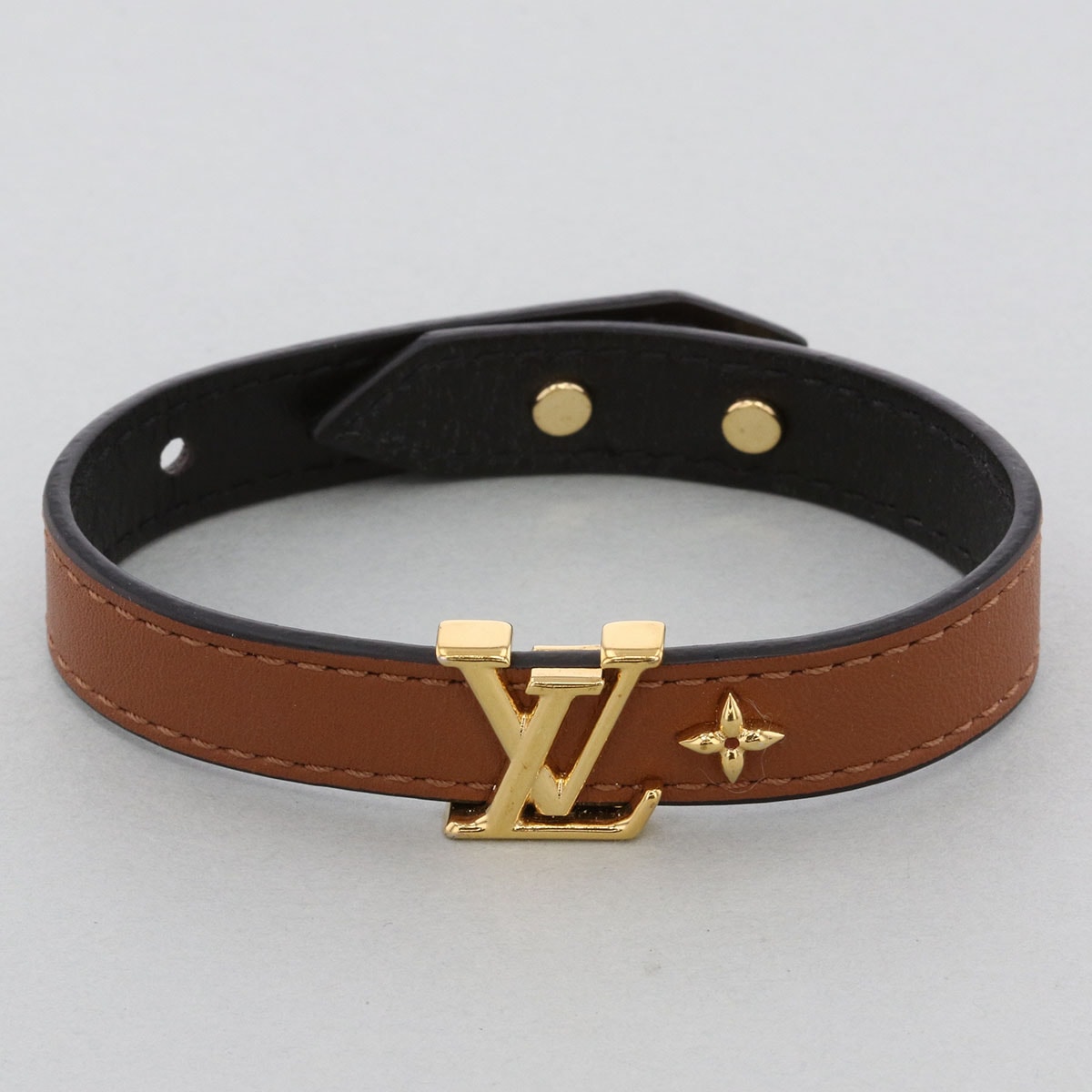 LOUIS VUITTON ルイ・ヴィトン モノグラムフラワー ブレスレット・LV アイコニック ブレスレット M8088E レザー ブラウン ゴールド レディース【中古】