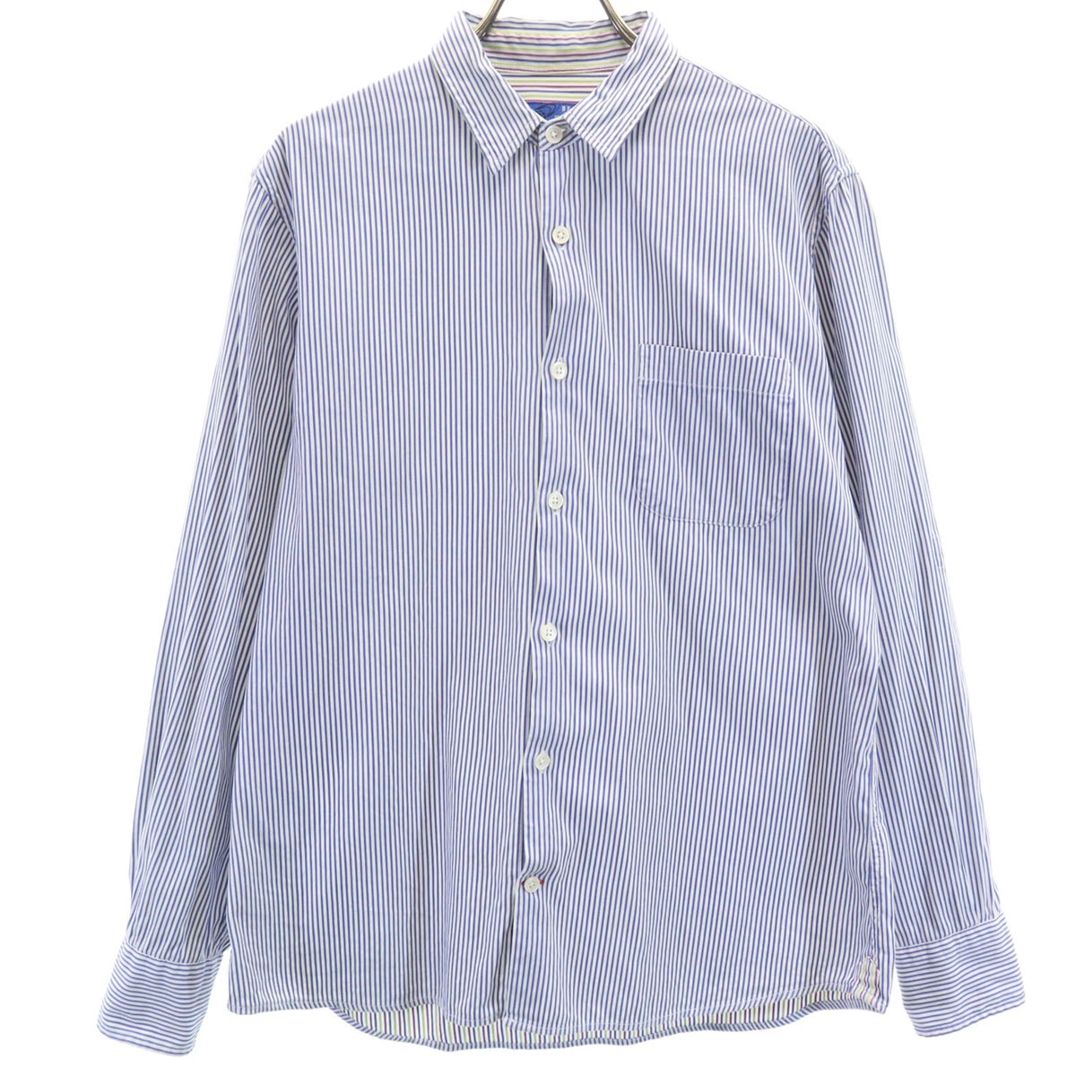 BEAMS ビームス ストライプ柄 長袖 シャツ M ネイビー系