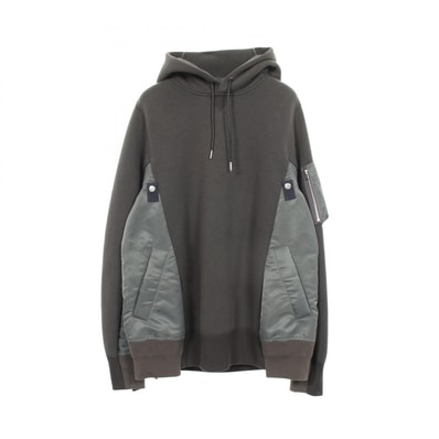 サカイ Sacai ツイルドッキング パーカー 衣料品 トップス コットン ポリエステル / ナイロン メンズ グレー系 【中古】