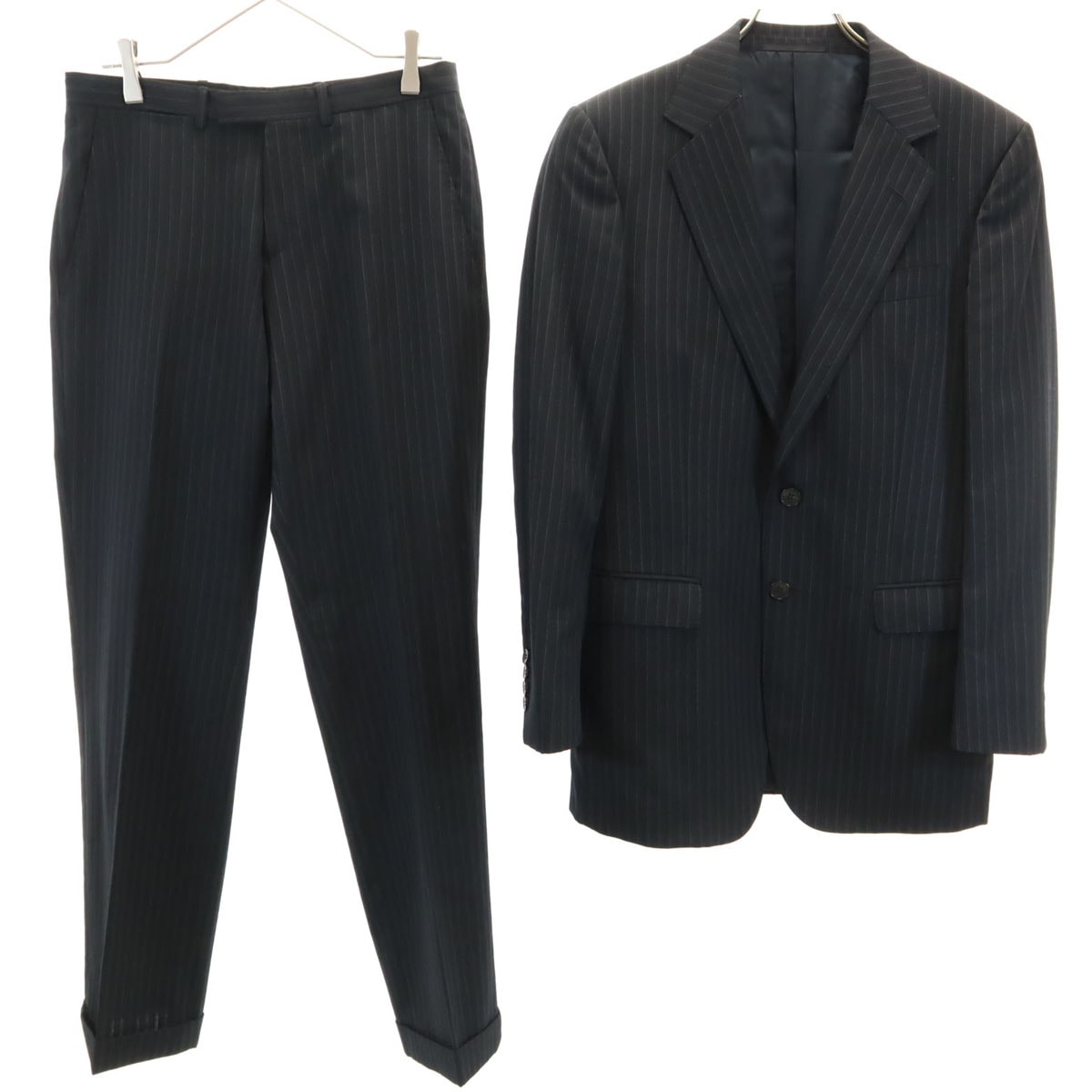 GUCCI グッチ イタリア製 ストライプ柄 スーツ 上下セットアップ 46 ブラック