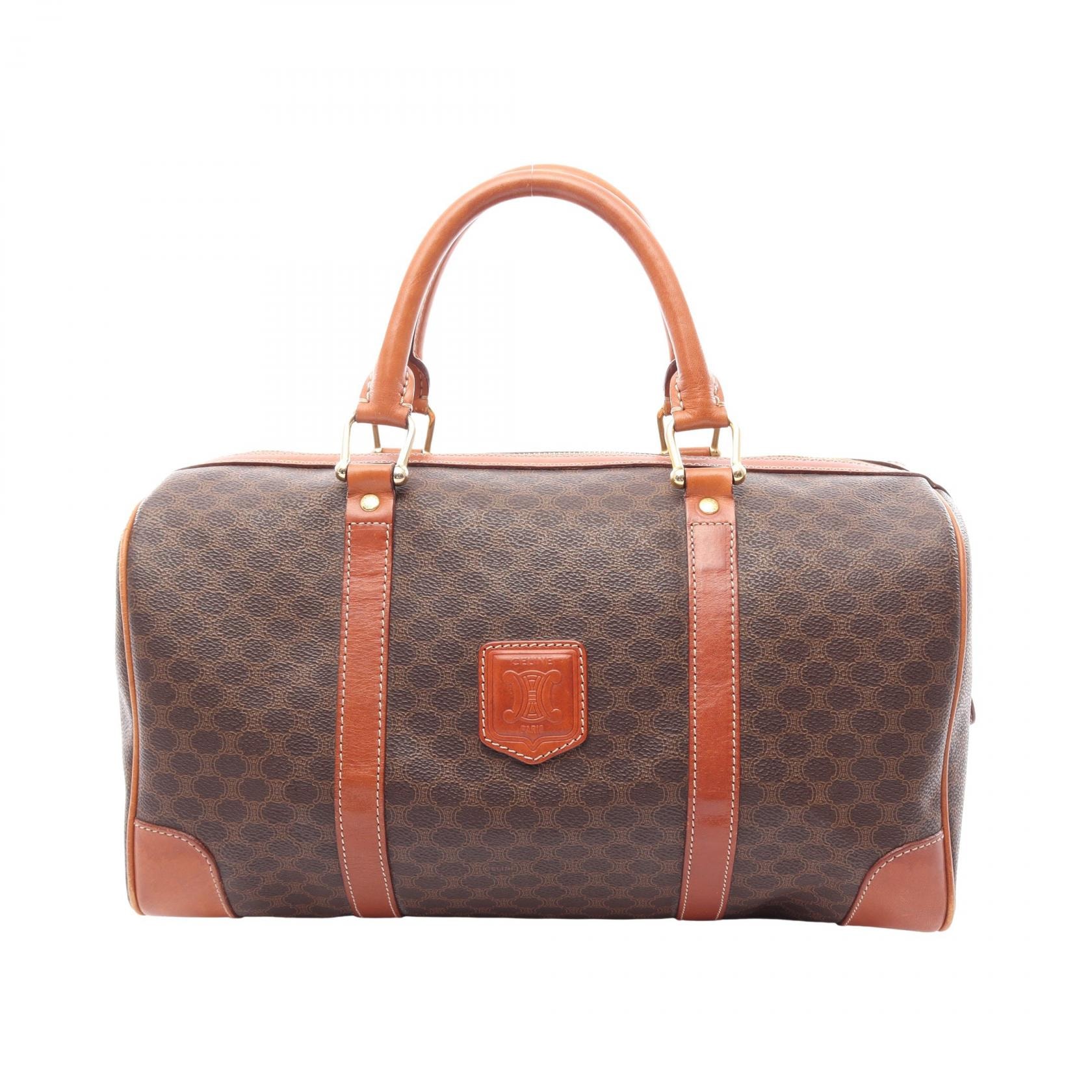 セリーヌ CELINE マカダム トートバッグ バッグ PVCコーティングキャンバス レザー レディース ブラウン系 【中古】