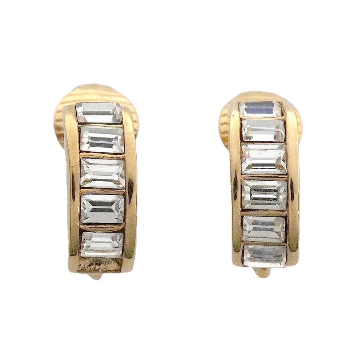 ★SALE【6jhb0510】クリスチャンディオール イヤリング GPメッキ ラインストーン ゴールド【中古】レディース