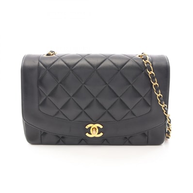シャネル CHANEL マトラッセ ダイアナフラップ ショルダーバッグ バッグ ラムスキン(羊革) レディース ブラック系 A01165 【中古】