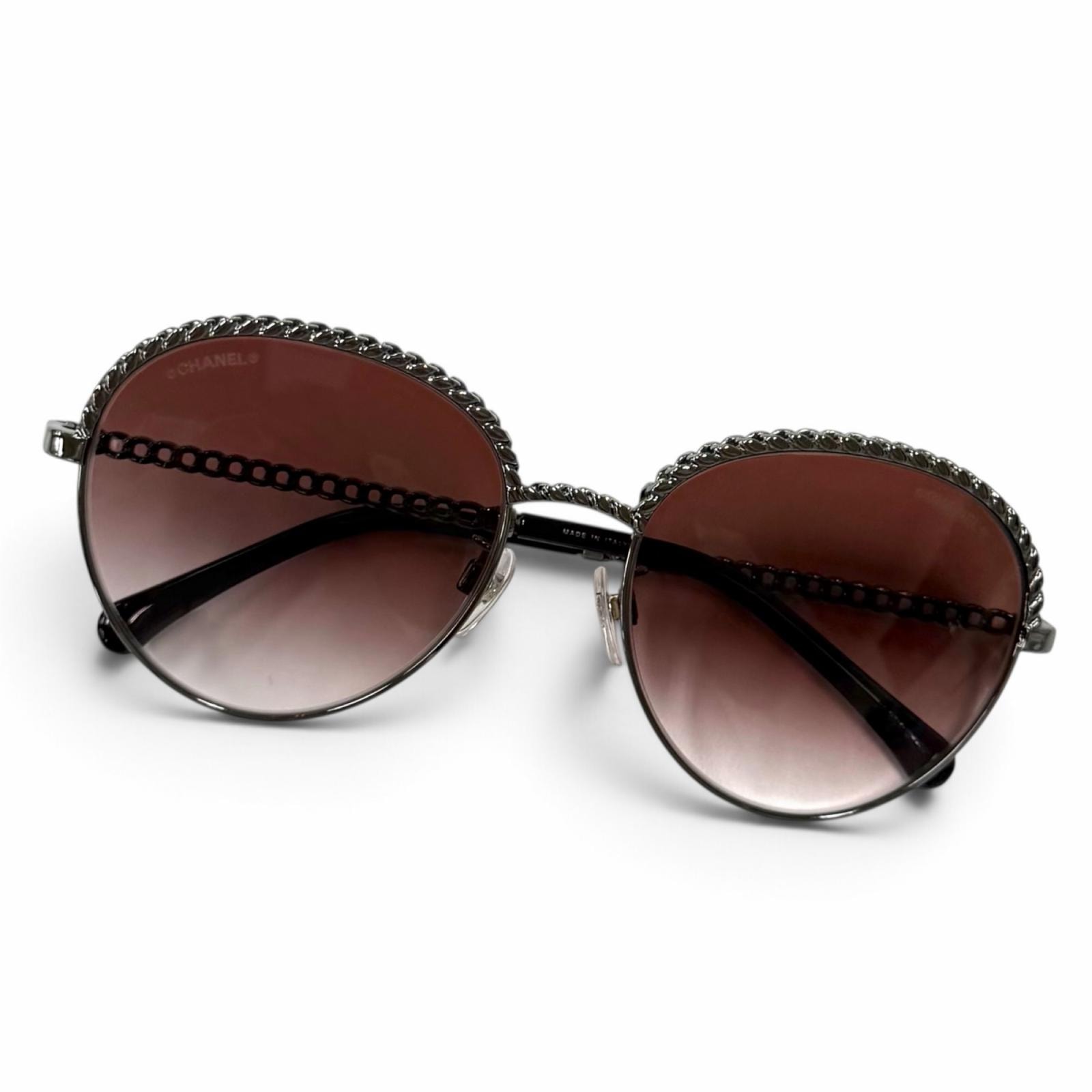 美品 シャネル サングラス ブラウン レディース 55□17 135 4242
