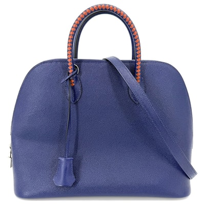 HERMES エルメス 2WAY ボリード1923 30 ハンドバッグ ショルダーバッグ 肩掛け 斜め掛け トレサージュ C刻印 レザー ブルー 青 ブラウン 茶 シルバー金具 レディース 2018年【中古品】