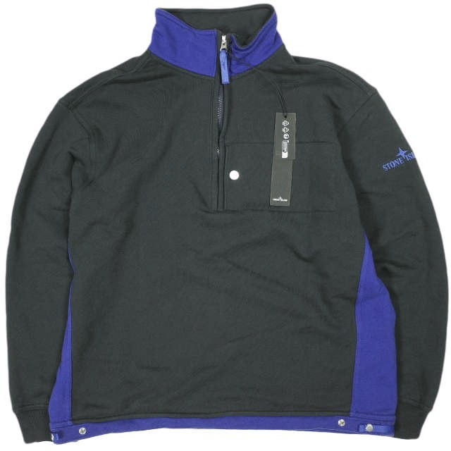STONE ISLAND ストーンアイランド 25SS Cotton Fleece Half Zip Sweatshirt カラーパネル 裏毛 ハーフジップスウェット K1S156100016 S0157 L NAVY(V0020) トレーナー トップス