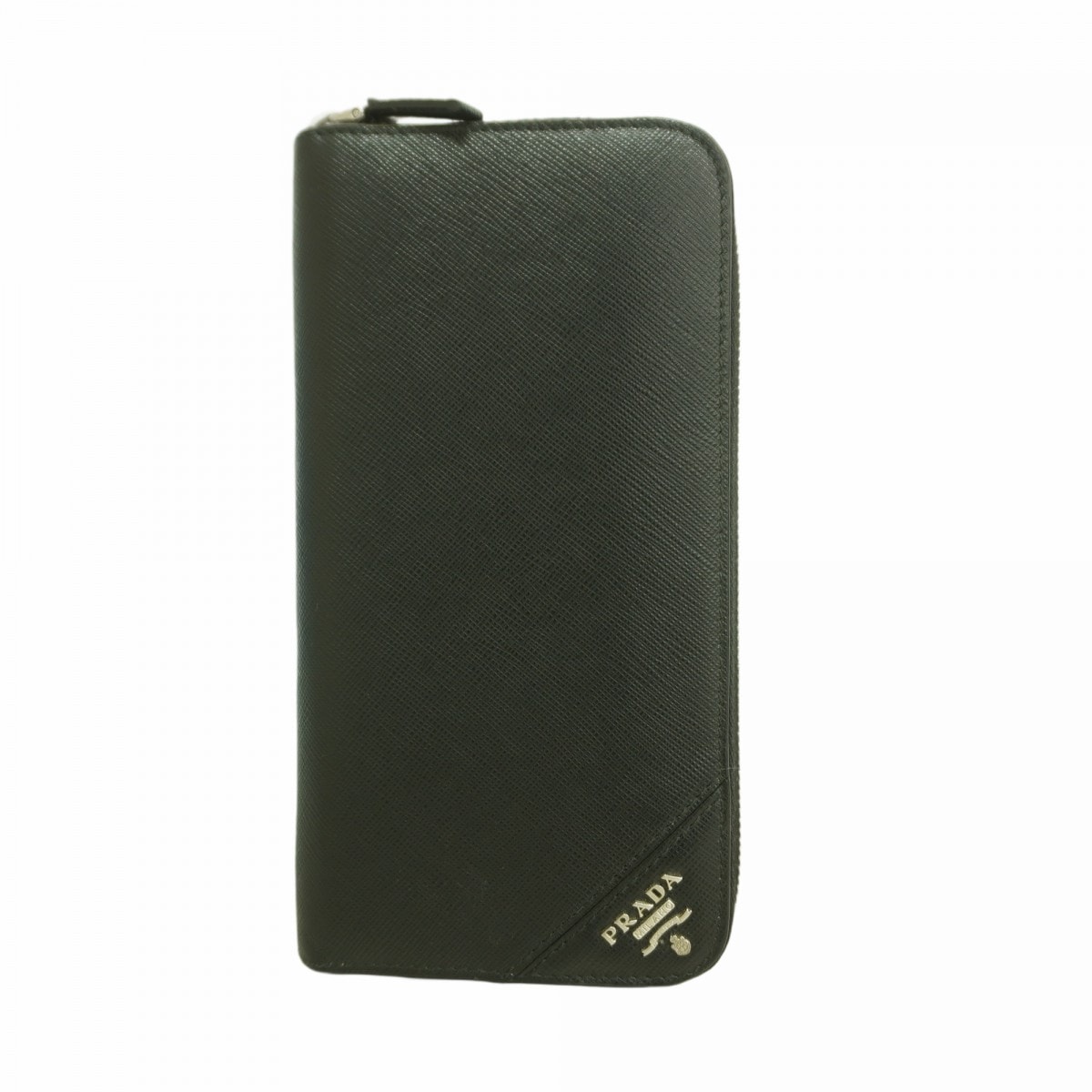 【6dd4618-k】プラダ 長財布 サフィアーノ レザー ブラック シルバー金具【中古】メンズ