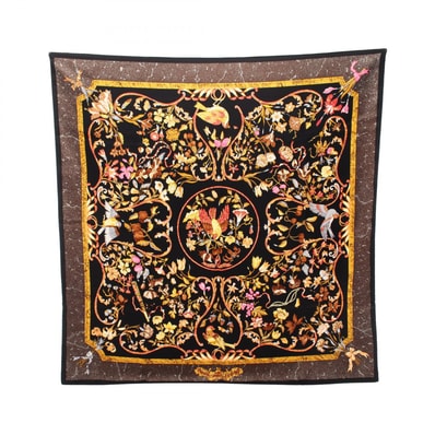 エルメス HERMES カレ90 PIERRES d'Orient et d'OCCIDENT スカーフ 衣料品 シルク シルク レディース ブラック系 / イエロー系 / マルチカラー 【中古】