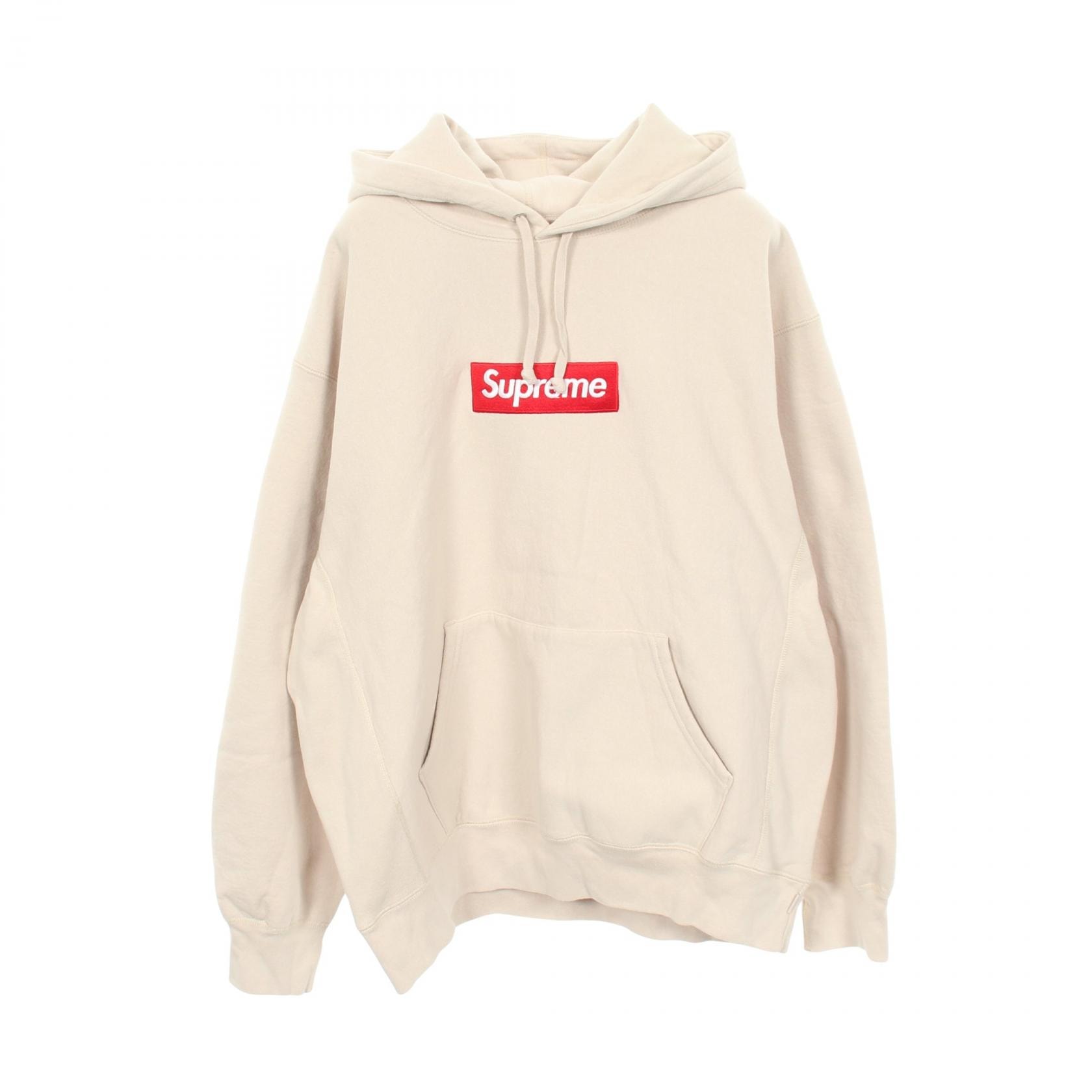 シュプリーム Supreme Box Logo Hooded Sweatshirt ロゴ刺繍 裏起毛 パーカー 衣料品 トップス コットン メンズ ベージュ系 【中古】