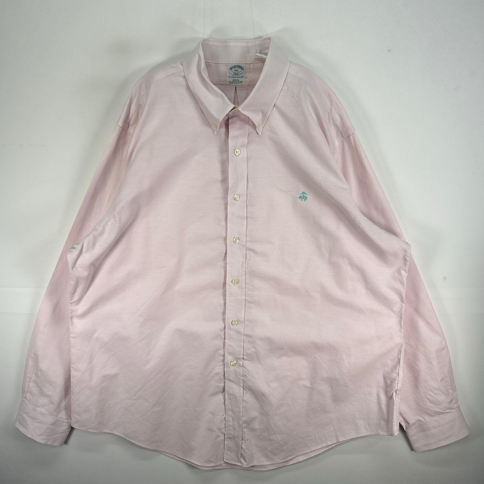 古着 ブルックスブラザーズ Brooks Brothers 長袖シャツ ロゴ 刺繍 346 ボタンダウン 2XL ピンク系 無地 メンズ