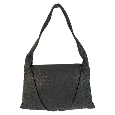 BOTTEGAVENETA ボッテガヴェネタ イントレチャート ブラック 黒 レザー ショルダーバッグ 600858 【中古】