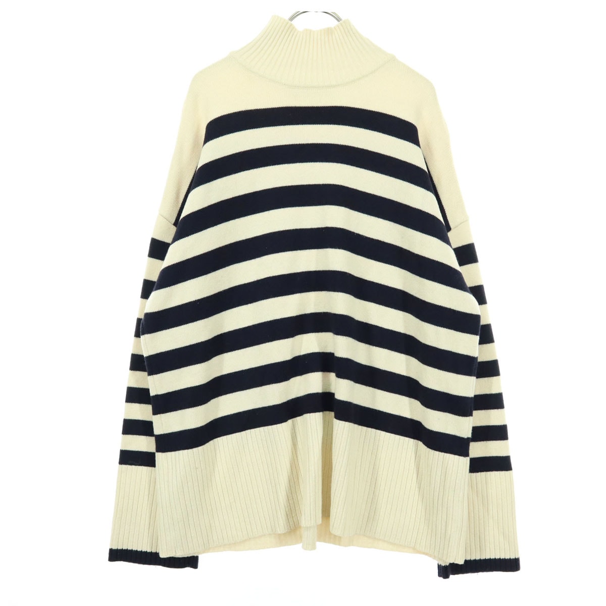 美品 ZARA ザラ ボーダー柄 長袖 セーター L ホワイト