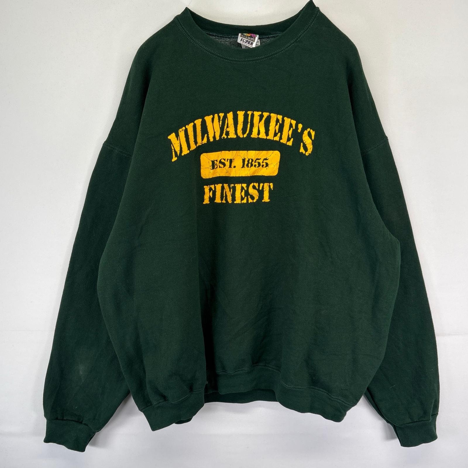 古着 フルーツオブザルーム FRUIT OF THE LOOM スウェット クルーネック プルオーバー カレッジ 大きいサイズ 2XL  グリーン系 メンズ