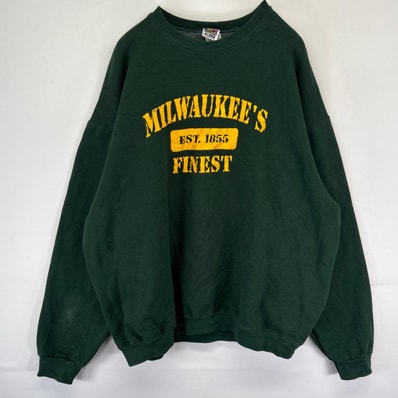 古着 フルーツオブザルーム FRUIT OF THE LOOM スウェット クルーネック プルオーバー カレッジ 大きいサイズ 2XL グリーン系 メンズ