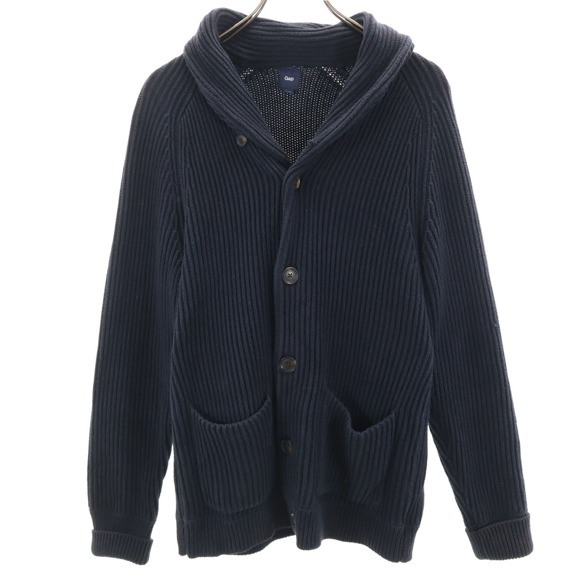GAP ギャップ 長袖 ヘチマカラー カーディガン M ネイビー系