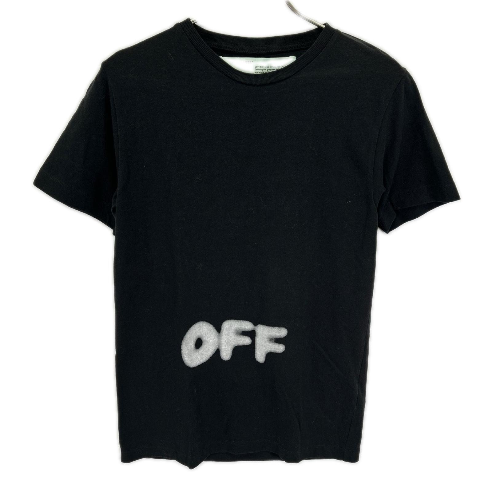 オフホワイト 18AW ブラック バックプリント クルーネックTシャツ XS