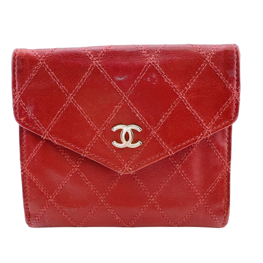 C (やや傷や汚れあり)】シャネル CHANEL 二つ折り財布 ココマーク