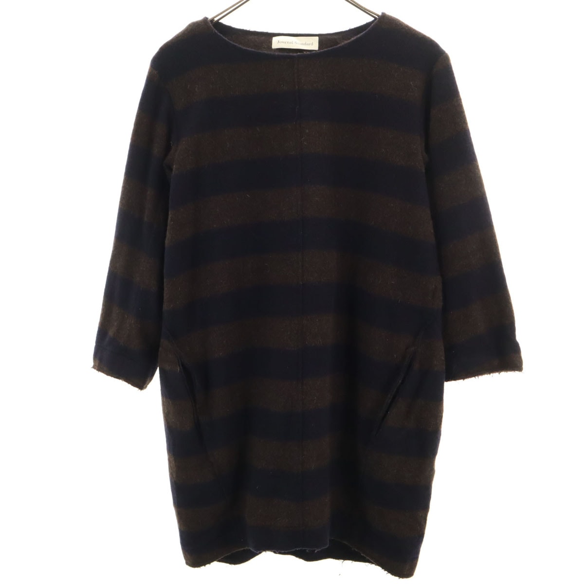 JOURNAL STANDARD ジャーナルスタンダード ウールブレンド ボーダー 長袖 ワンピース 36 ブラウン
