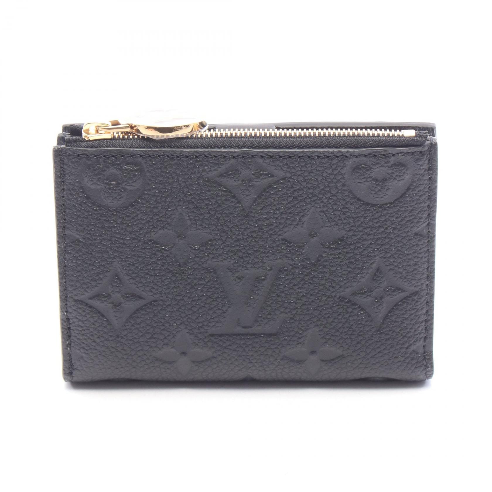 ルイ・ヴィトン LOUIS VUITTON ポルトフォイユ リサ 二つ折り財布 財布 レザー モノグラム・アンプラント ノワール レディース ブラック系 M83365 【中古】