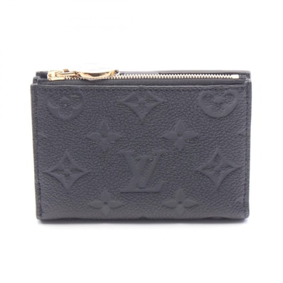 ルイ・ヴィトン LOUIS VUITTON ポルトフォイユ リサ 二つ折り財布 財布 レザー モノグラム・アンプラント ノワール レディース ブラック系 M83365 【中古】