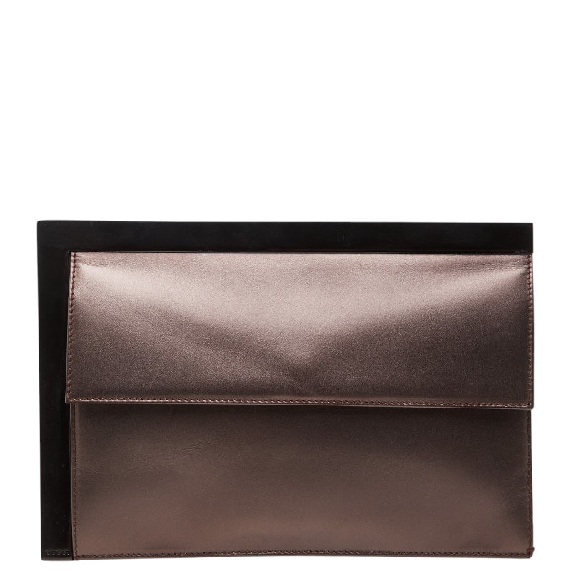 グッチ ポーチ クラッチバッグ ブラウン系 レザー メタル レディース GUCCI 【中古】