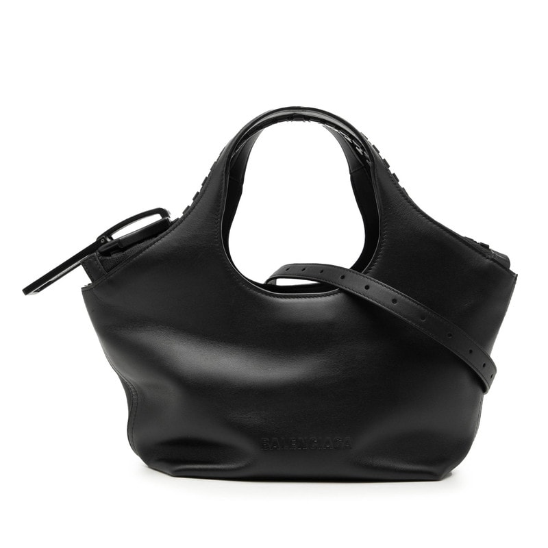 バレンシアガ メガジップ ハンドバッグ ショルダーバッグ 2WAY 661854 ブラック レザー レディース BALENCIAGA 【中古】