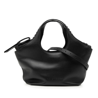 バレンシアガ メガジップ ハンドバッグ ショルダーバッグ 2WAY 661854 ブラック レザー レディース BALENCIAGA 【中古】