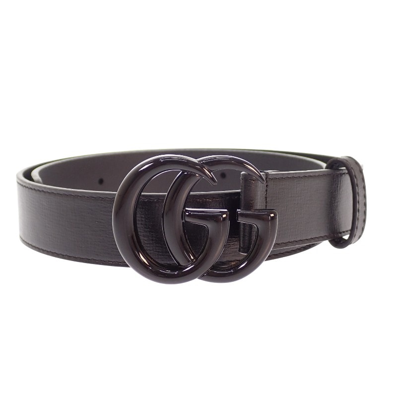 グッチ GUCCI GGマーモント スリム モノクローム 75 414516_18YXV_1000 ベルト レザー ブラック メンズ【中古】【Aランク】