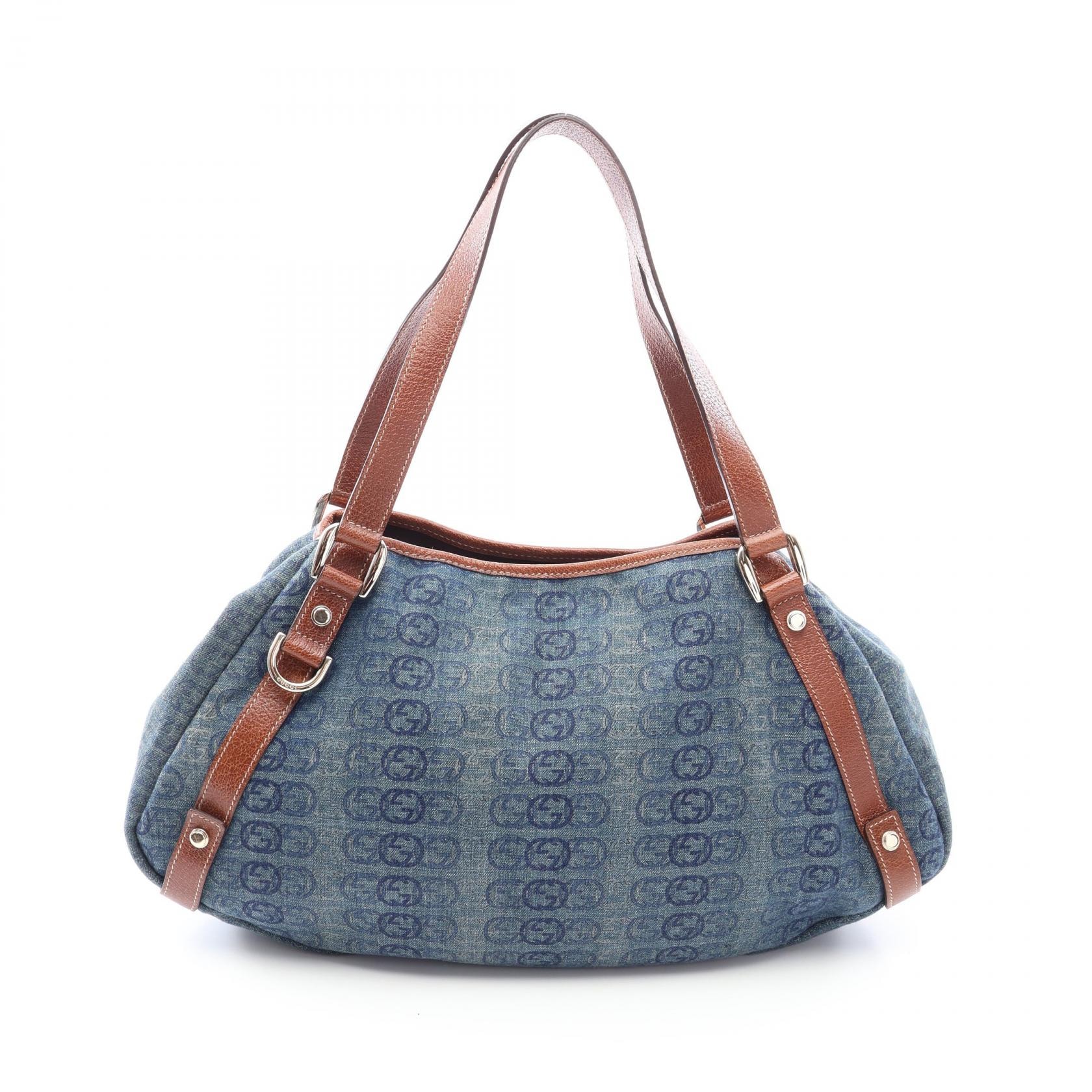 グッチ GUCCI アビー GGキャンバス ショルダーバッグ バッグ デニム レディース ネイビー系 / ブラウン系 130736 【中古】