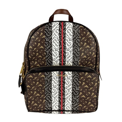 バーバリー BURBERRY リュック PVCコーティングキャンバス/レザー ブラウン×ブラック×ホワイト レディース【中古】 z7371