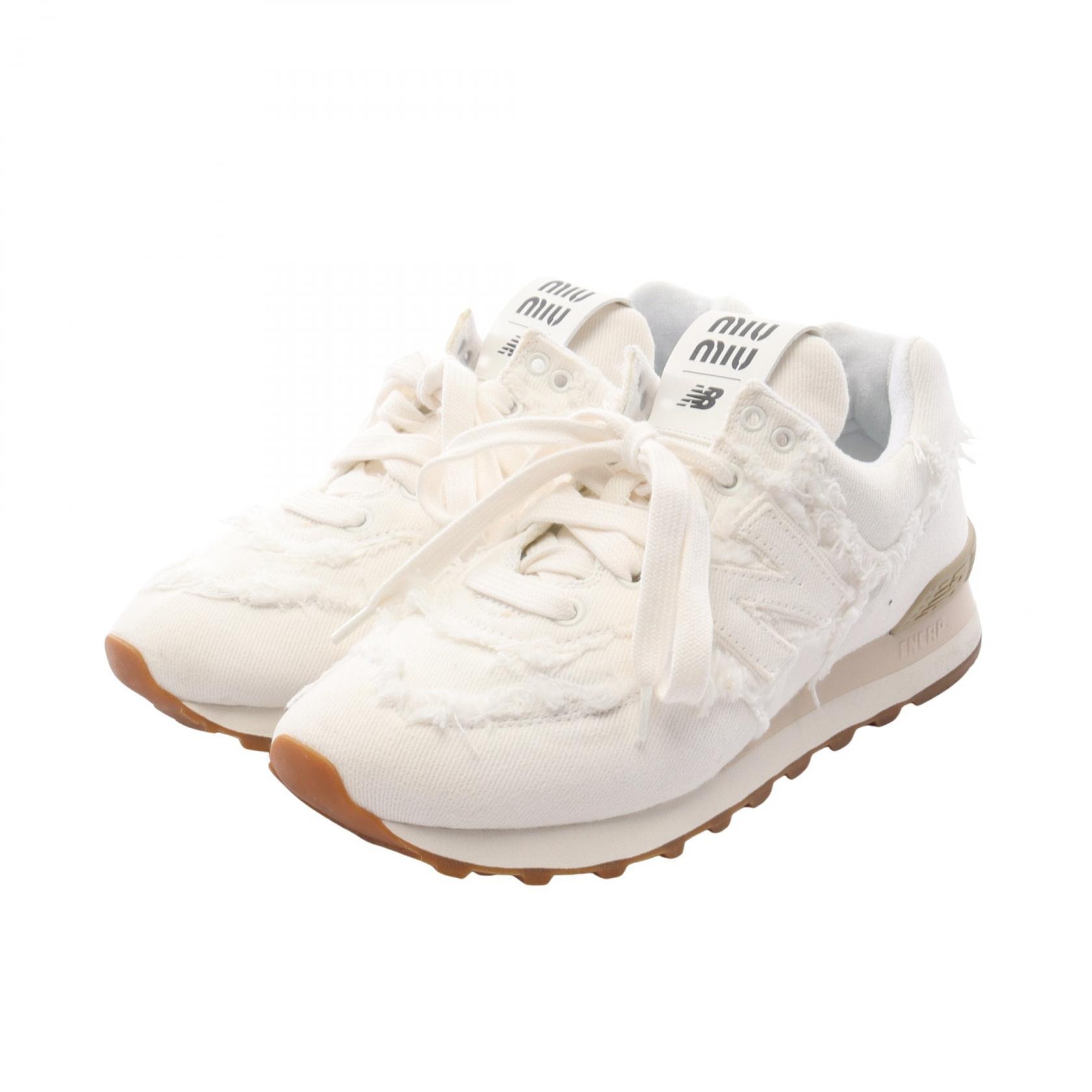ミュウ ミュウ Miu Miu miu miu × New Balance スニーカー 靴 デニム レディース ホワイト系 【中古】