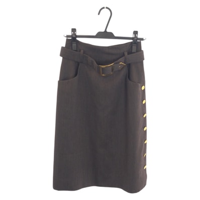 CHANEL シャネル ヴィンテージ 金ボタン ココマーク サイズ40 グレー ゴールド金具 ウール スカート 601599 【中古】