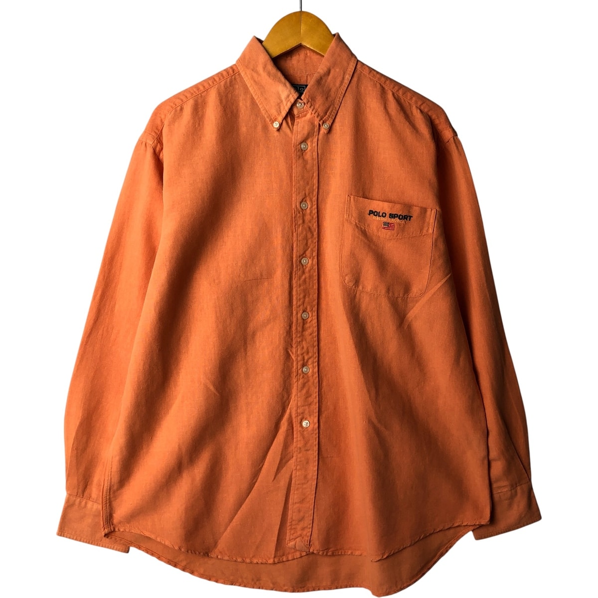 古着 ラルフローレン Ralph Lauren POLO by Ralph Lauren POLO SPORT 長袖 リネン ボタンダウンシャツ メンズM相当/eaa600510