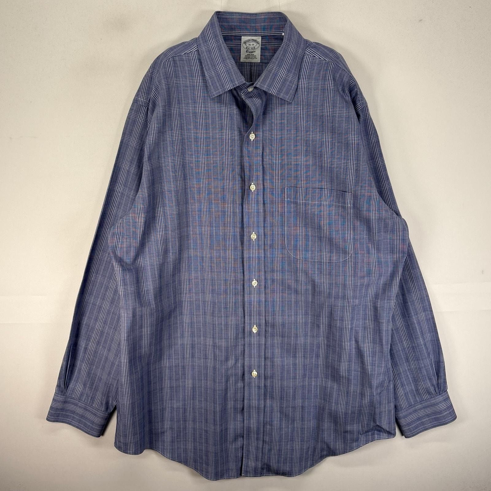 古着 ブルックスブラザーズ Brooks Brothers 長袖シャツ クラシック 胸ポケット L ブルー系 チェック メンズ