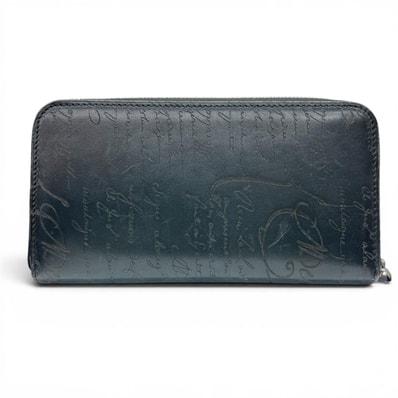 BELRUTI 希少 極美品 ベルルッティ イタウバ ネオ スクリットレザー ロングジップ オプンティア 長財布 カリグラフィ ベネチアン カーフ グリーン Aランク 中古 鑑定済 ベルルッティ財布