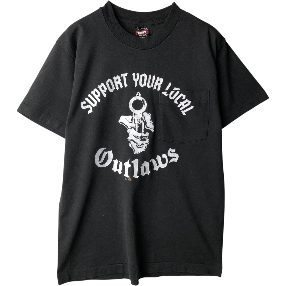 古着 90年代 フルーツオブザルーム FRUIT OF THE LOOM OUTLAWS MC モーターサイクル バイクTシャツ USA製 メンズM相当 ヴィンテージ/eaa639023
