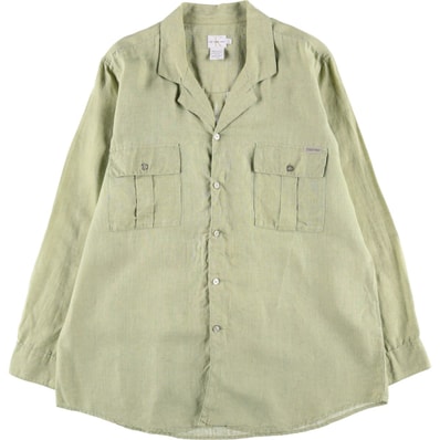 古着 90~00年代 カルバンクライン Calvin klein JEANS オープンカラー 長袖 リネンシャツ メンズL相当/eaa629207
