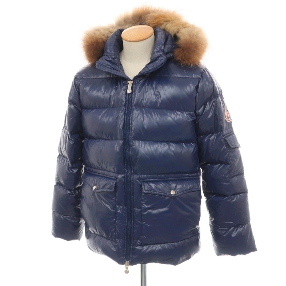 【中古】ピレネックス Pyrenex ポリエステル スタンドカラー ダウンジャケット ネイビー【サイズXS】【メンズ】