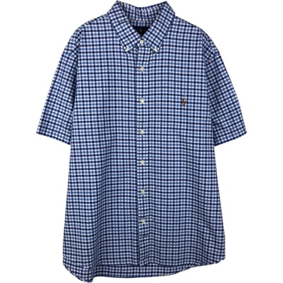 古着 ラルフローレン Ralph Lauren CLASSIC FIT クラシックフィット 半袖 ボタンダウン チェックシャツ メンズXXL相当/eaa643948