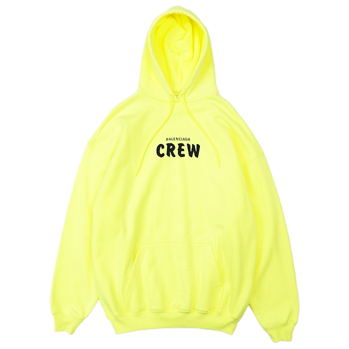 美品 バレンシアガ 2020年製 CREW スウェット フーディー パーカー メンズ ネオンイエロー XS BALENCIAGA