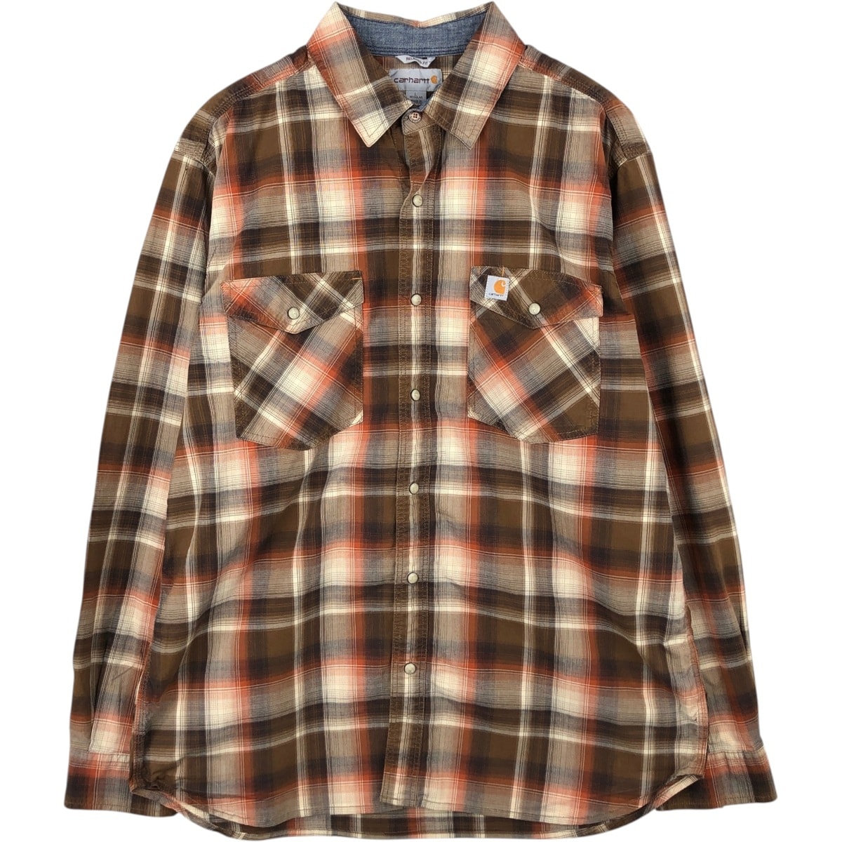 古着 カーハート Carhartt RELAXED FIT チェック柄 長袖 ワークシャツ メンズL相当/eaa622300