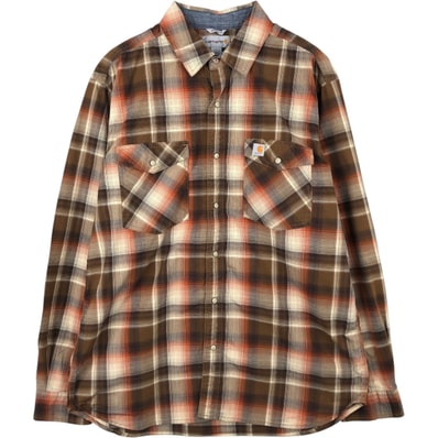 古着 カーハート Carhartt RELAXED FIT チェック柄 長袖 ワークシャツ メンズL相当/eaa622300