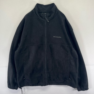 古着 コロンビア Columbia フリース ジャケット フルジップ 大きいサイズ アウトドア 2XL ブラック系 メンズ