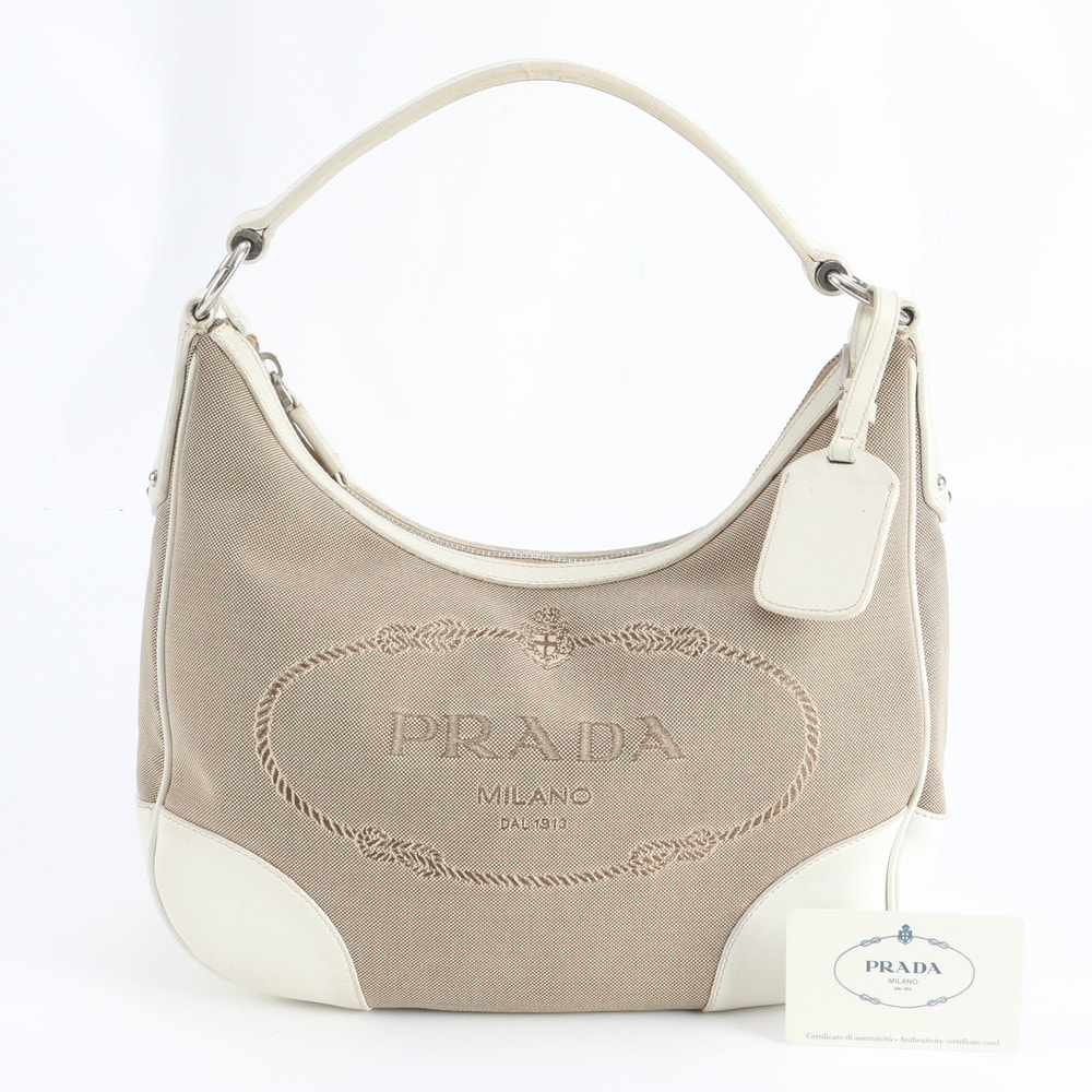 ■美品 プラダ ロゴジャガード ホーボー BR3423 ショルダーバッグ