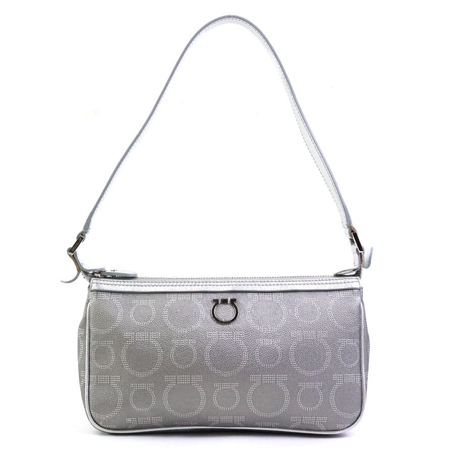 サルヴァトーレフェラガモ Salvatore Ferragamo ハンドバッグ ガンチーニ レザー シルバー レディース【中古】 r11447i